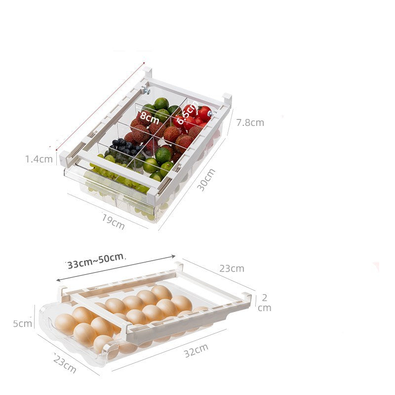 Kitchen Organizer Adjustable Kitchen Refrigerator Storage Rack Fridge Freezer Shelf Holder Pull-out Drawer Organiser Space Saver - Erzan Home