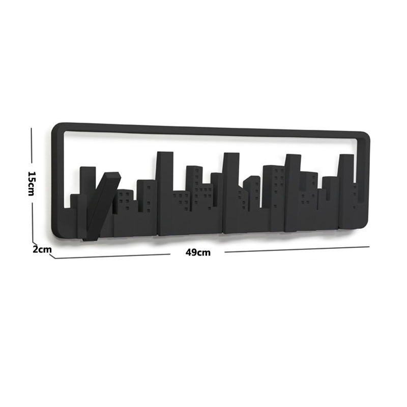 Wall Hanger Mount Multipurpose Hook Sturdy Storage Durable Cityscape Art Clothes Hanger Decor Pastoral Style Black Coat Hanger - Erzan Home