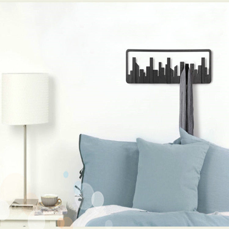 Wall Hanger Mount Multipurpose Hook Sturdy Storage Durable Cityscape Art Clothes Hanger Decor Pastoral Style Black Coat Hanger - Erzan Home