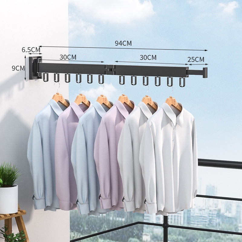 Folding Clothes Hanger Wall Mount Retractable Cloth Drying Rack Indoor & Outdoor Space Saving Aluminum Home Laundry Clothesline - Erzan Home