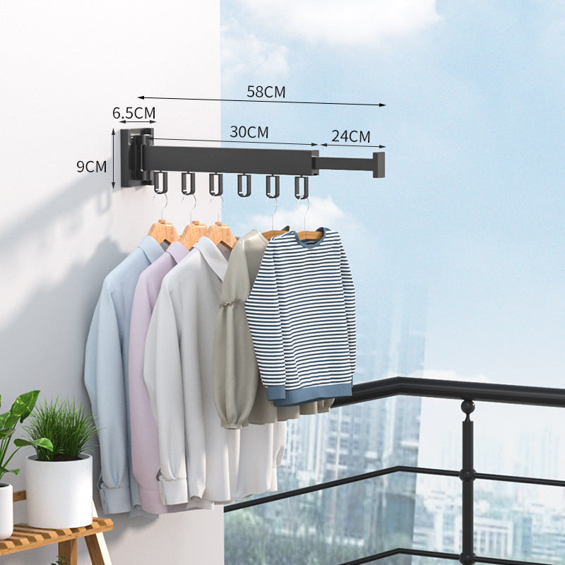 Folding Clothes Hanger Wall Mount Retractable Cloth Drying Rack Indoor & Outdoor Space Saving Aluminum Home Laundry Clothesline - Erzan Home