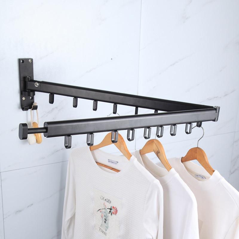 Folding Clothes Hanger Wall Mount Retractable Cloth Drying Rack Indoor & Outdoor Space Saving Aluminum Home Laundry Clothesline - Erzan Home