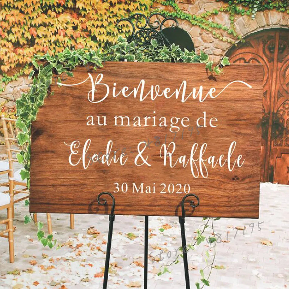 French Vinyl Stickers for Wedding Signs Wedding Welcome Sign Vinyl Decal Special Day Wedding Decoration Cutom Vinyl Art AZ786 - Erzan Home