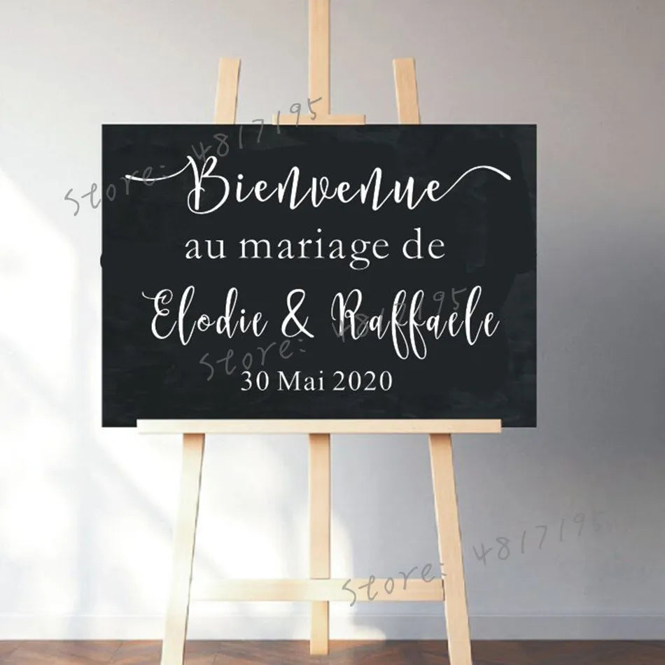 French Vinyl Stickers for Wedding Signs Wedding Welcome Sign Vinyl Decal Special Day Wedding Decoration Cutom Vinyl Art AZ786 - Erzan Home
