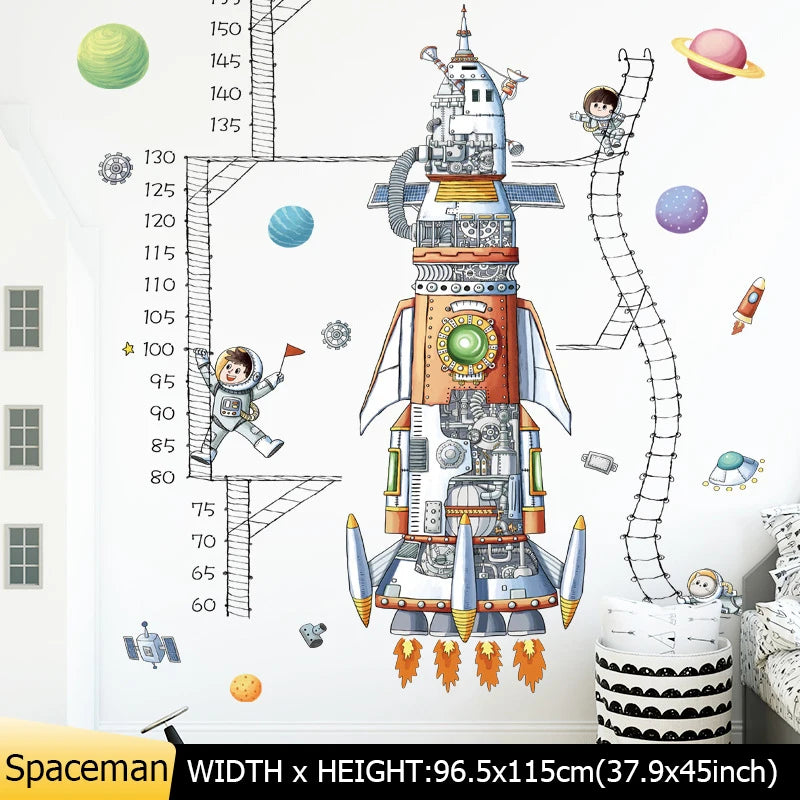Space Astronaut Wall Stickers for Kids Room Kindergarten Wall Decoration Removable Vinyl PVC Cartoon Wall Decals Home Decor
