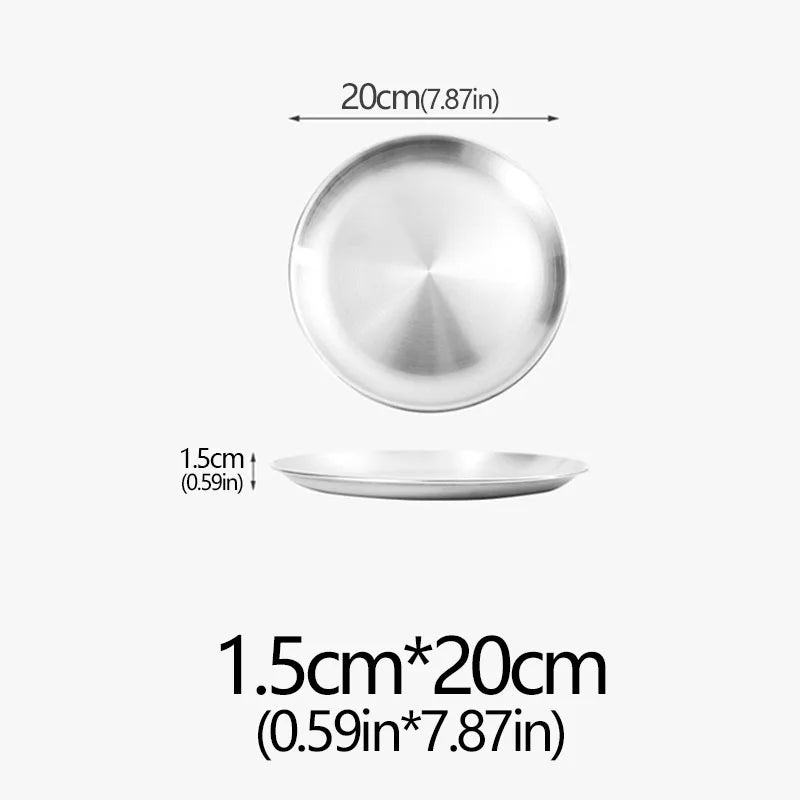 14/17/20/23/26/30CM Stainless Steel Bone Spitting Dish Gold Silver Shallow Tray Metal Dining Disc Round Plate Dessert Tableware - Erzan Home