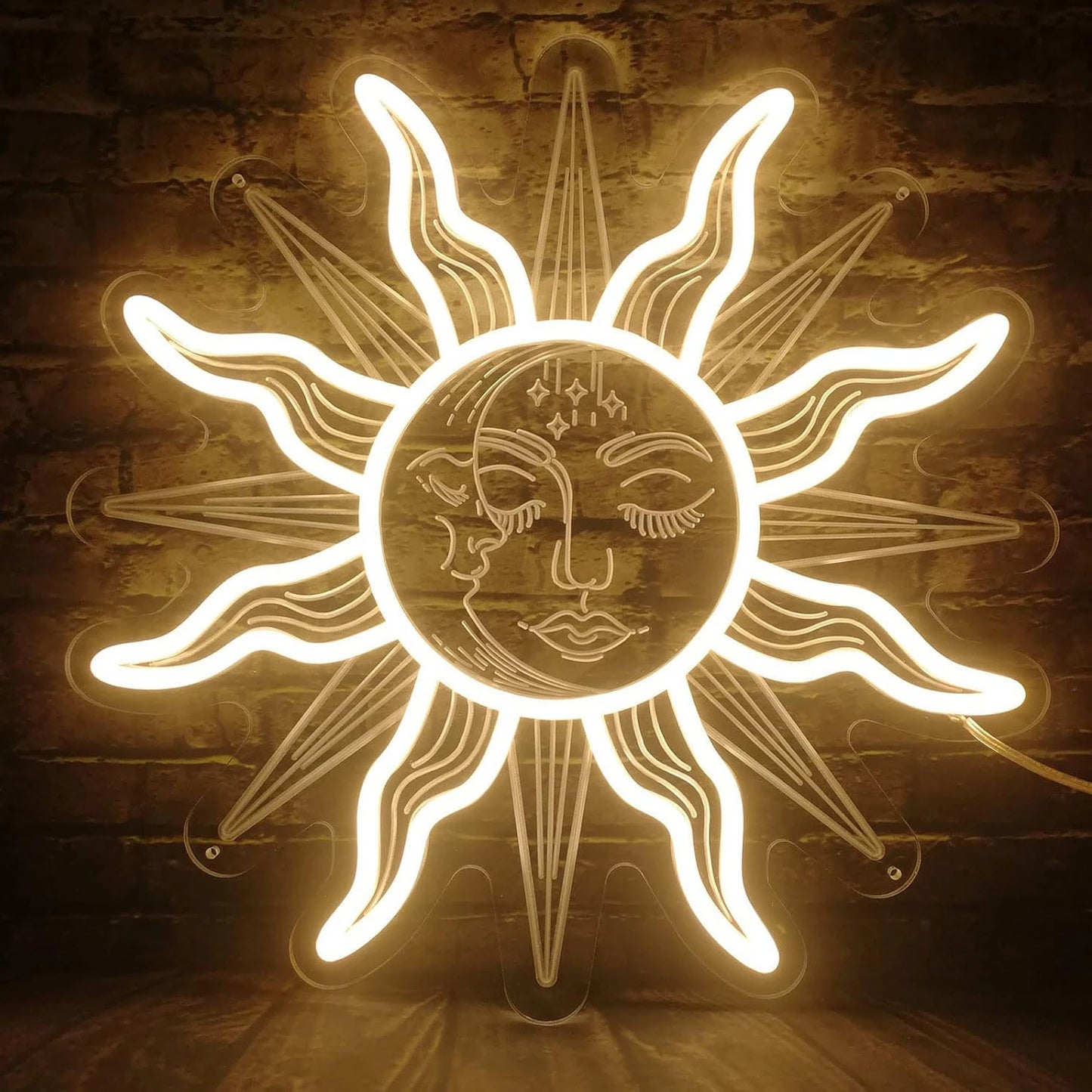 LED Retro Burning Sun and Moon Neon Wall Art Home for Bedroom Decoration Unique Large Aesthetic Light Name Neon Nightlight Room