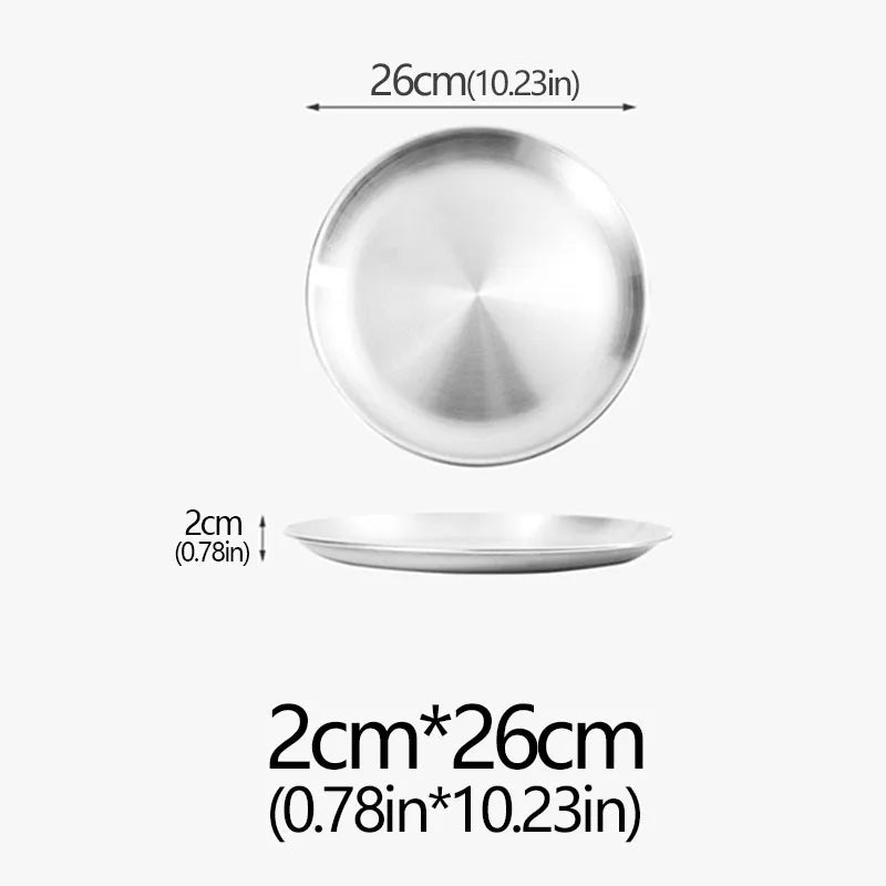 14/17/20/23/26/30CM Stainless Steel Bone Spitting Dish Gold Silver Shallow Tray Metal Dining Disc Round Plate Dessert Tableware - Erzan Home