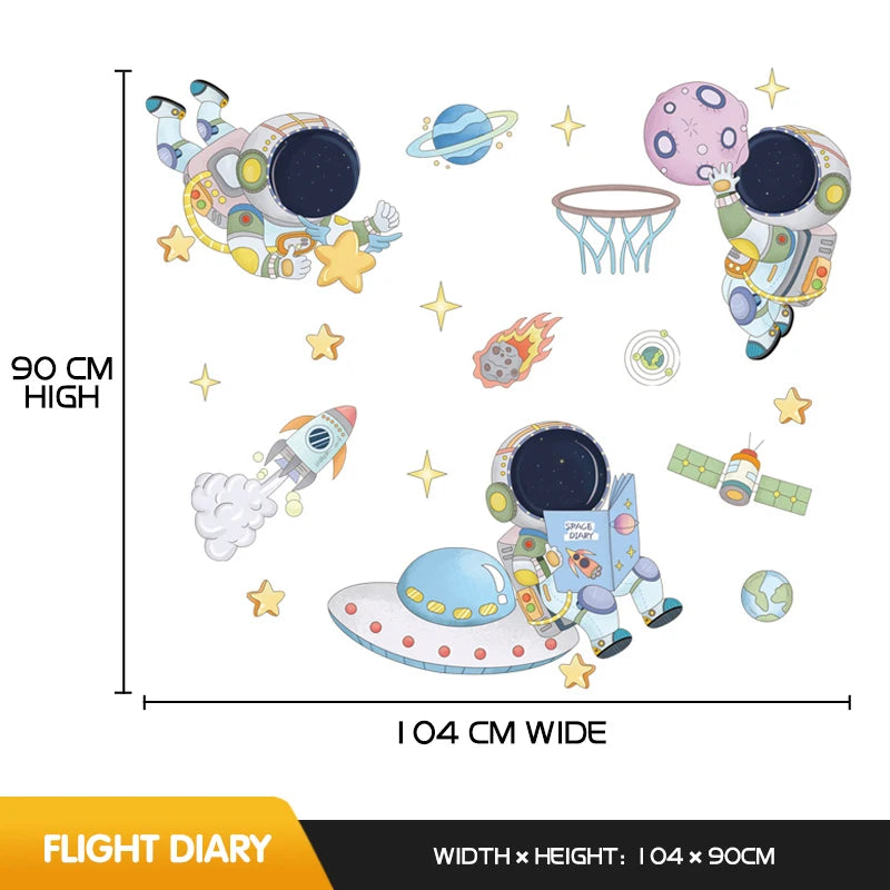 Creative Cartoon Astronaut Wall Stickers For Kids Rooms Baby Boy Bedroom Wall Decoration Home Decor Self-adhesive Vinyl Stricker