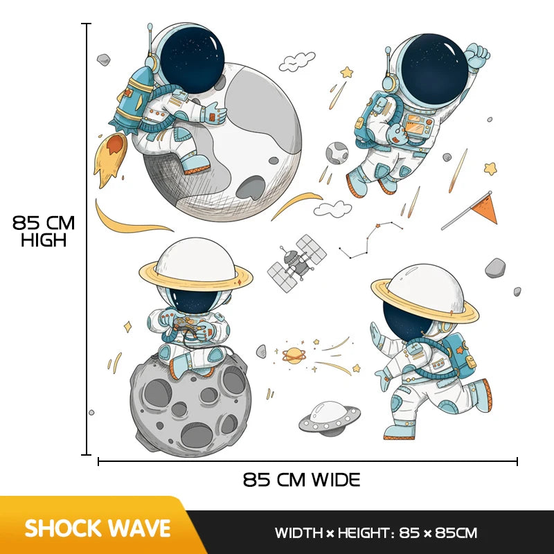 Creative Cartoon Astronaut Wall Stickers For Kids Rooms Baby Boy Bedroom Wall Decoration Home Decor Self-adhesive Vinyl Stricker