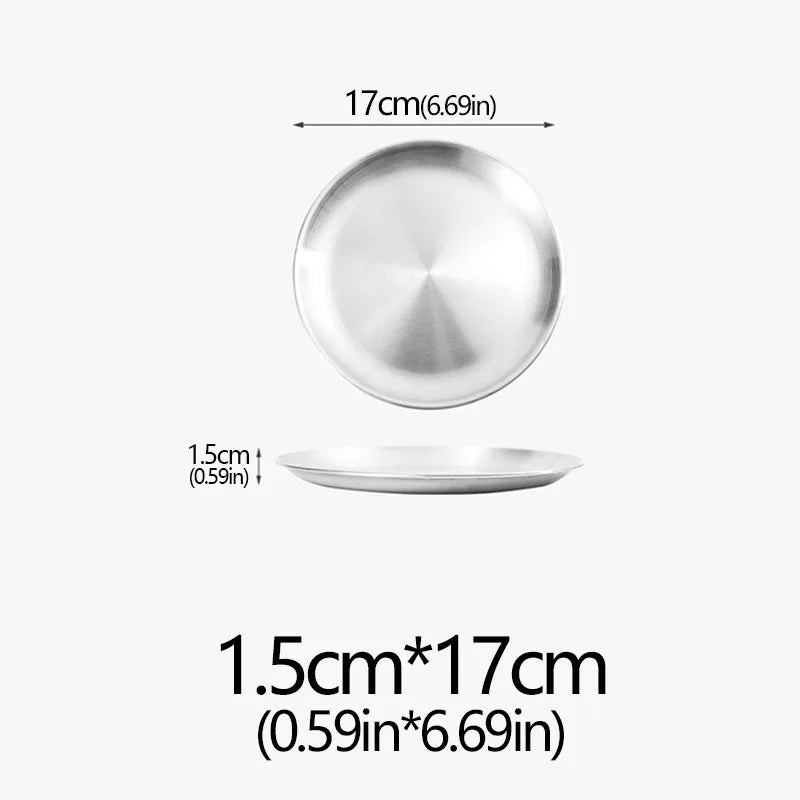 14/17/20/23/26/30CM Stainless Steel Bone Spitting Dish Gold Silver Shallow Tray Metal Dining Disc Round Plate Dessert Tableware - Erzan Home