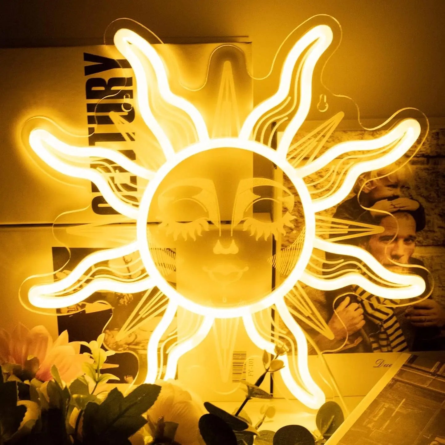 Sun and Moon Neon Signs LED Neon Light Sign Light Up Neon Signs Bedroom Home Bar Wedding Birthday Party Decor Holiday Gifts