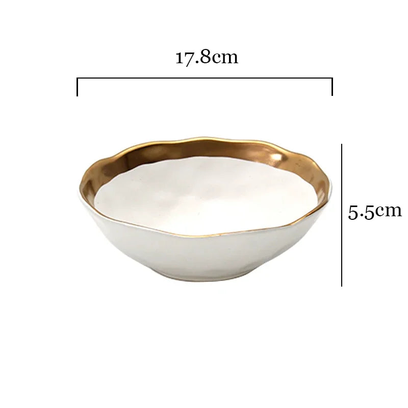 Europäischen Schwarz Gold Keramik Platte Westliche Küche Matte Goldene Hub Steak Pasta Teller Kreativität Retro Salat Gerichte