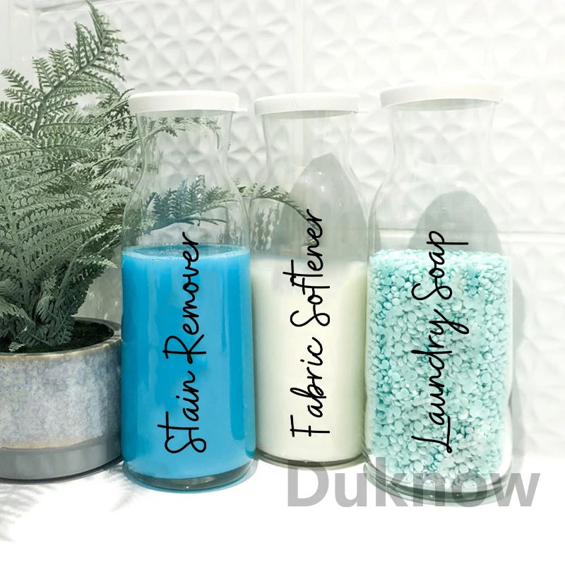 Laundry Room Organization Labels Decals Stain Remover, Dryer Sheets, Laundry Pods, Borax Storage Jar Tank Label Vinyl Sticker - Erzan Home