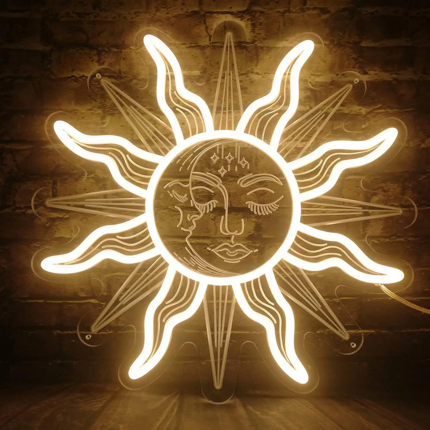 LED Retro Burning Sun and Moon Neon Wall Art Home for Bedroom Decoration Unique Large Aesthetic Light Name Neon Nightlight Room