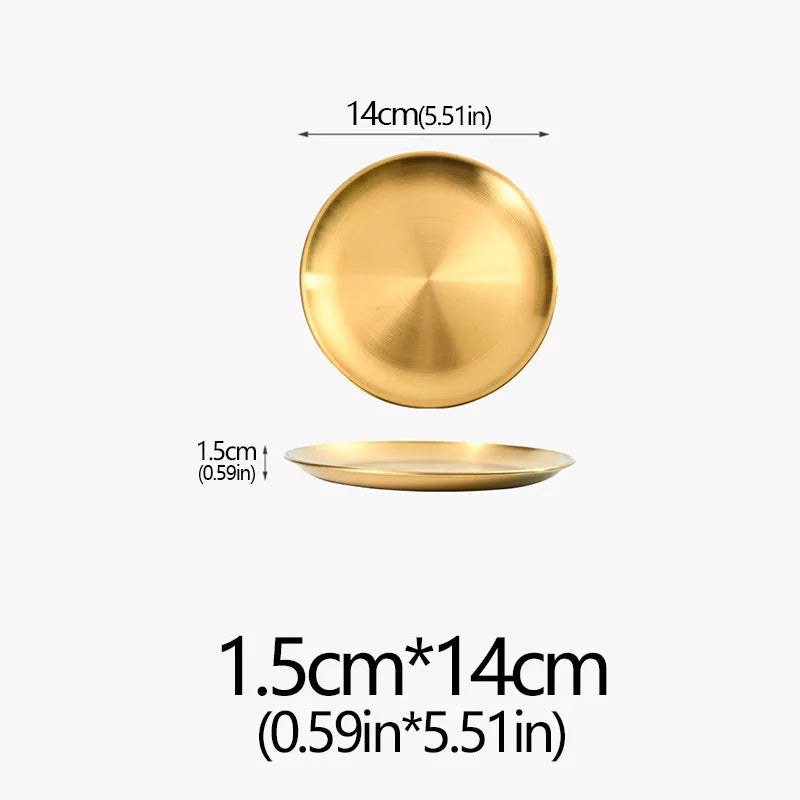 14/17/20/23/26/30CM Stainless Steel Bone Spitting Dish Gold Silver Shallow Tray Metal Dining Disc Round Plate Dessert Tableware - Erzan Home