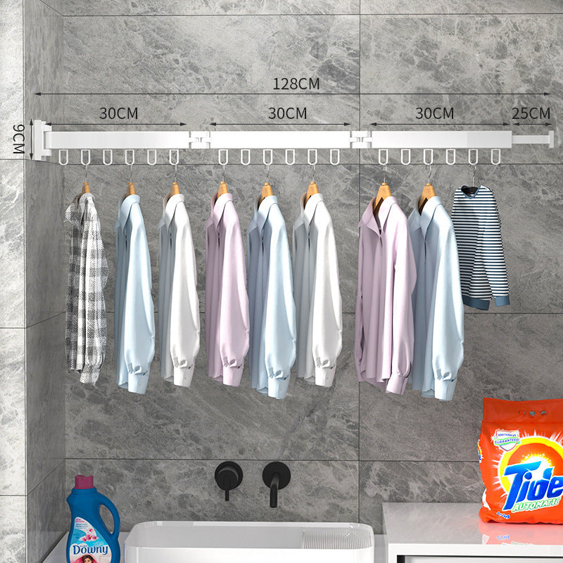 Folding Clothes Hanger Wall Mount Retractable Cloth Drying Rack Indoor & Outdoor Space Saving Aluminum Home Laundry Clothesline - Erzan Home