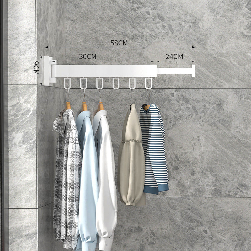 Folding Clothes Hanger Wall Mount Retractable Cloth Drying Rack Indoor & Outdoor Space Saving Aluminum Home Laundry Clothesline - Erzan Home