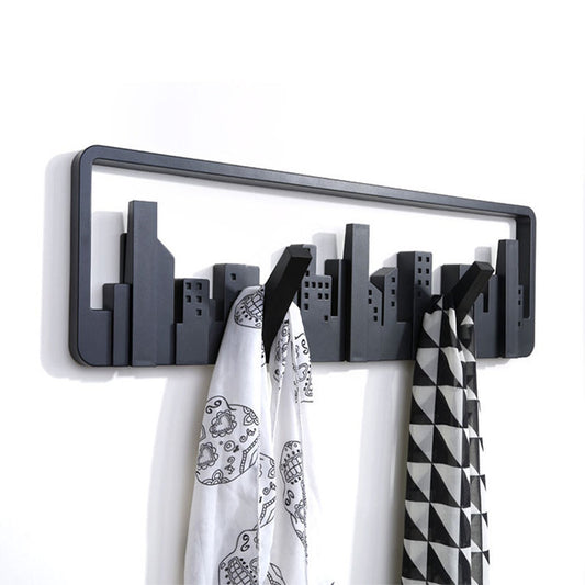 Wall Hanger Mount Multipurpose Hook Sturdy Storage Durable Cityscape Art Clothes Hanger Decor Pastoral Style Black Coat Hanger - Erzan Home