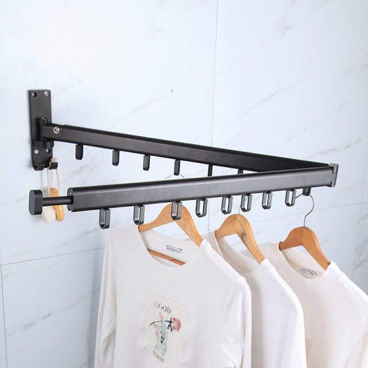 Folding Clothes Hanger Wall Mount Retractable Cloth Drying Rack Indoor & Outdoor Space Saving Aluminum Home Laundry Clothesline - Erzan Home