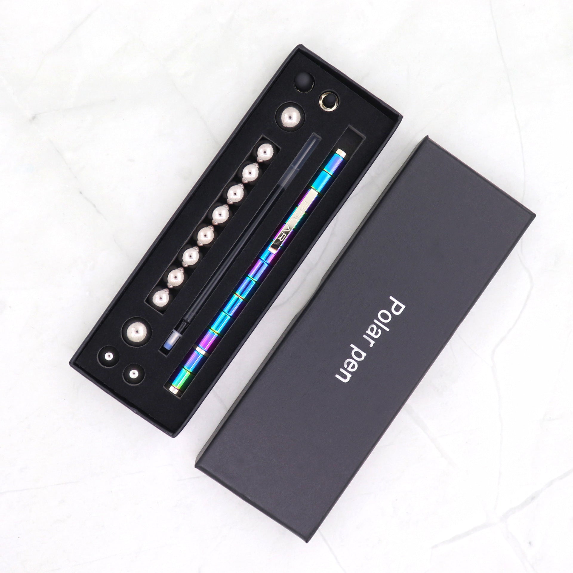 Stress Reducer Relief Toys Gift Box funny black golden kits Fidget magnetic polar pen with stylus ball pen - Erzan Home