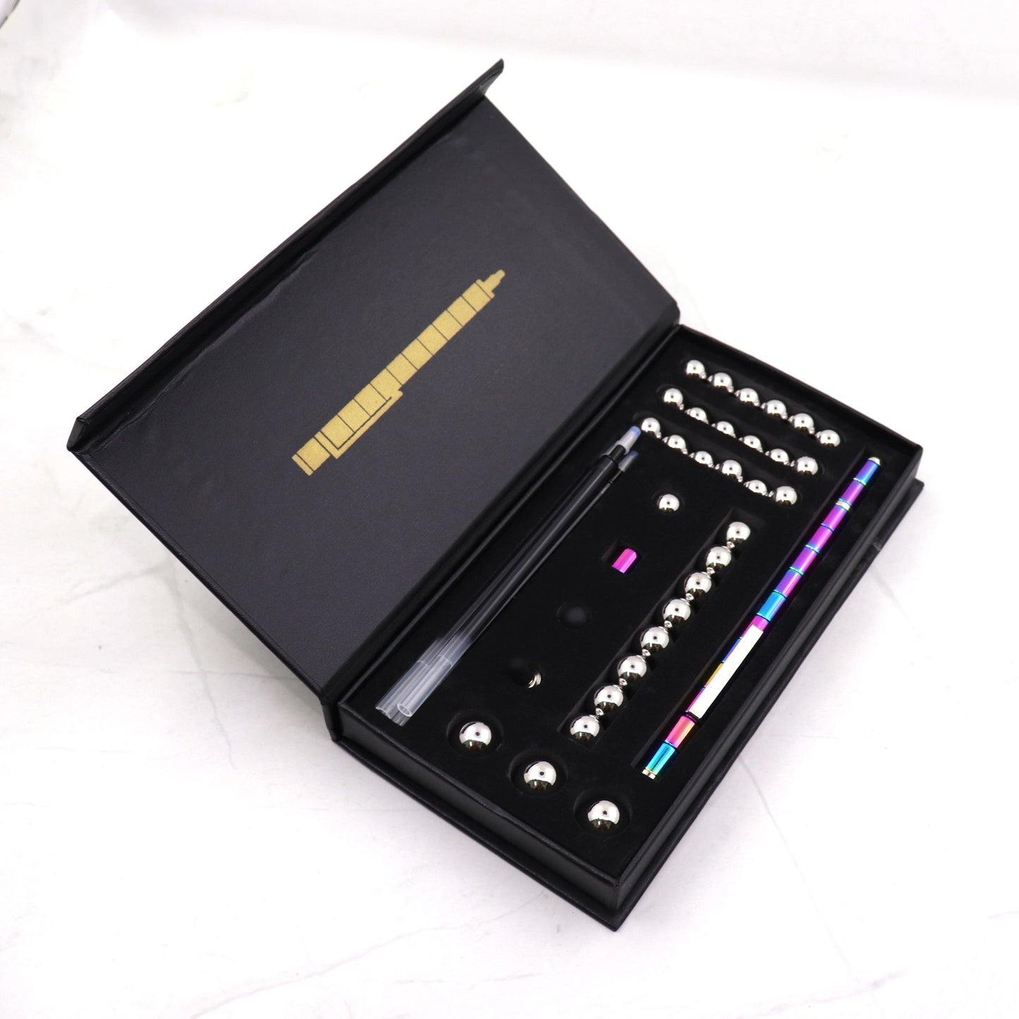Stress Reducer Relief Toys Gift Box funny black golden kits Fidget magnetic polar pen with stylus ball pen - Erzan Home