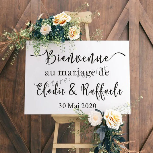 French Vinyl Stickers for Wedding Signs Wedding Welcome Sign Vinyl Decal Special Day Wedding Decoration Cutom Vinyl Art AZ786 - Erzan Home