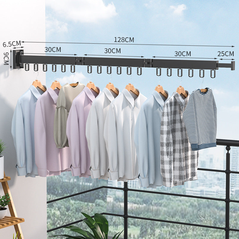 Folding Clothes Hanger Wall Mount Retractable Cloth Drying Rack Indoor & Outdoor Space Saving Aluminum Home Laundry Clothesline - Erzan Home